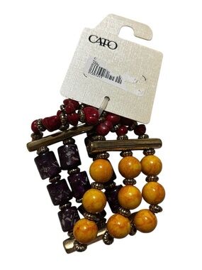 Cato Yellow, Purple & Red Beaded Stretch Bracelet Trio